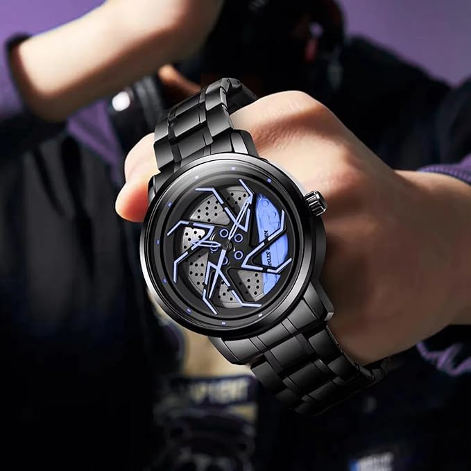 Racing Wheel-Inspired Luxury Men's Watch – Red Rotor Edition