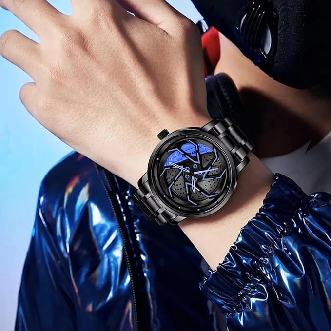 Racing Wheel-Inspired Luxury Men's Watch – Red Rotor Edition