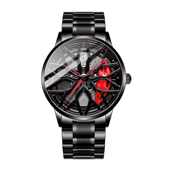 Mercedes-AMG GT Wheel Inspired Black Red Men’s Watch – Sporty, Bold & Stylish Design