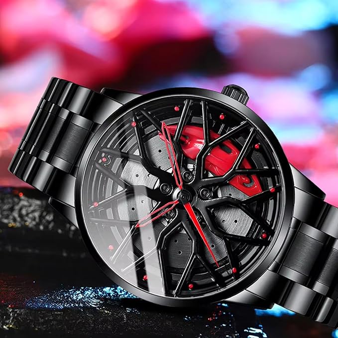 Mercedes-AMG GT Wheel Inspired Black Red Men’s Watch – Sporty, Bold & Stylish Design