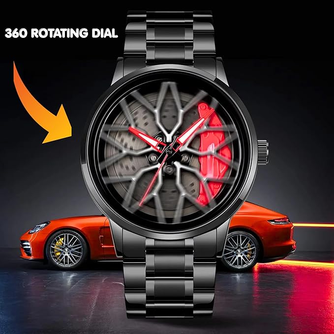 Mercedes-AMG GT Wheel Inspired Black Red Men’s Watch – Sporty, Bold & Stylish Design