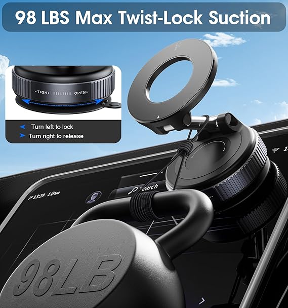 360° Vacuum Magnetic Phone Holder – Strong Suction Mount for Wall, Car, Furniture & Gym | Compatible with iPhone & All Android Phones