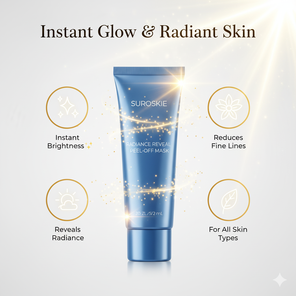 Suroskie Radiance Reveal Peel-Off Mask 75g | Honey, Milk Protein & Collagen | Hydration, Brightening, Instant Glow & Plumped Skin | Korean-Inspired Face Mask for Men & Women