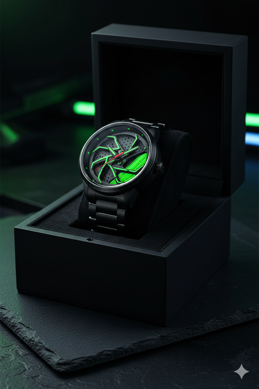 Racing Wheel-Inspired Luxury Men's Watch – Red Rotor Edition