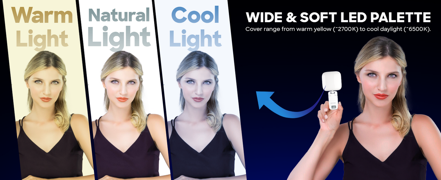 LED Clip-On Video Light – Rechargeable, Adjustable Brightness for Phone & Laptop & camera more.