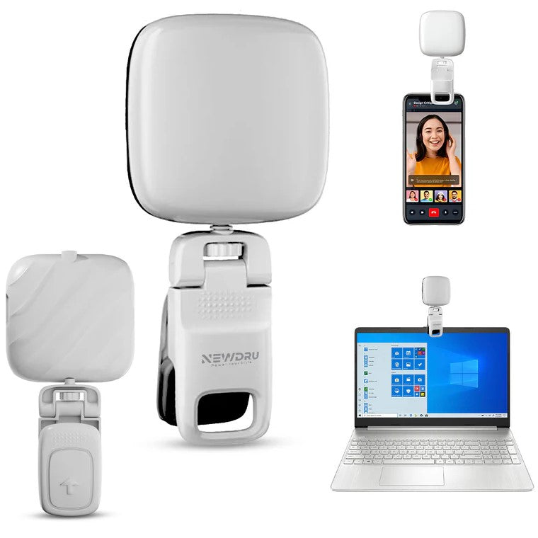 LED Clip-On Video Light – Rechargeable, Adjustable Brightness for Phone & Laptop & camera more.