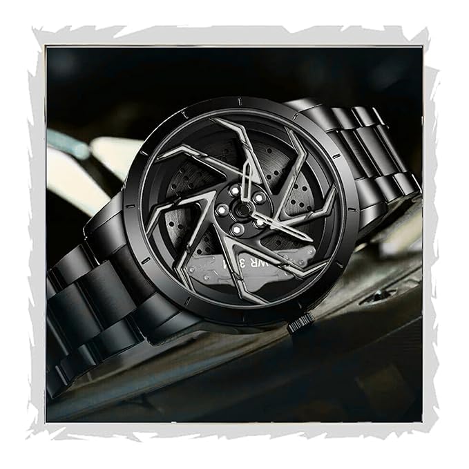 Racing Wheel-Inspired Luxury Men's Watch – Red Rotor Edition