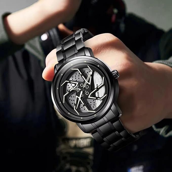 Racing Wheel-Inspired Luxury Men's Watch – Red Rotor Edition