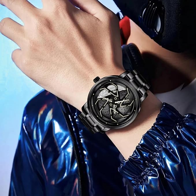 Racing Wheel-Inspired Luxury Men's Watch – Red Rotor Edition