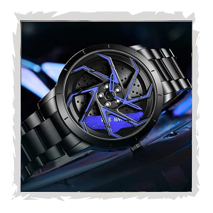 Racing Wheel-Inspired Luxury Men's Watch – Red Rotor Edition