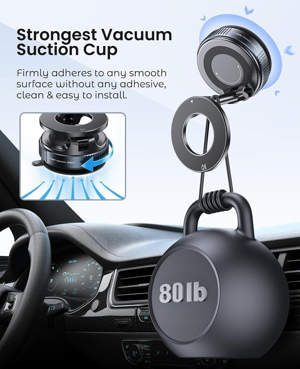 360° Vacuum Magnetic Phone Holder – Strong Suction Mount for Wall, Car, Furniture & Gym | Compatible with iPhone & All Android Phones
