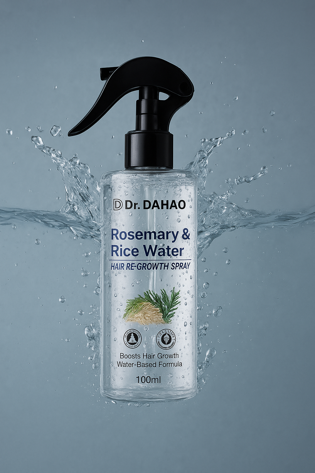 Dr. Dahao Rosemary & Rice Water Hair growth Spray – Natural Hair Growth & Thickness Booster with Rice Water | 100% Herbal Formula | Anti-Hairfall, Smooth & Shiny Hair – 100 ml