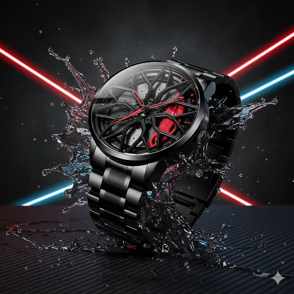 Mercedes-AMG GT Wheel Inspired Black Red Men’s Watch – Sporty, Bold & Stylish Design