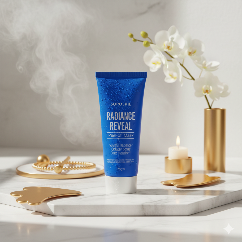 Suroskie Radiance Reveal Peel-Off Mask 75g | Honey, Milk Protein & Collagen | Hydration, Brightening, Instant Glow & Plumped Skin | Korean-Inspired Face Mask for Men & Women