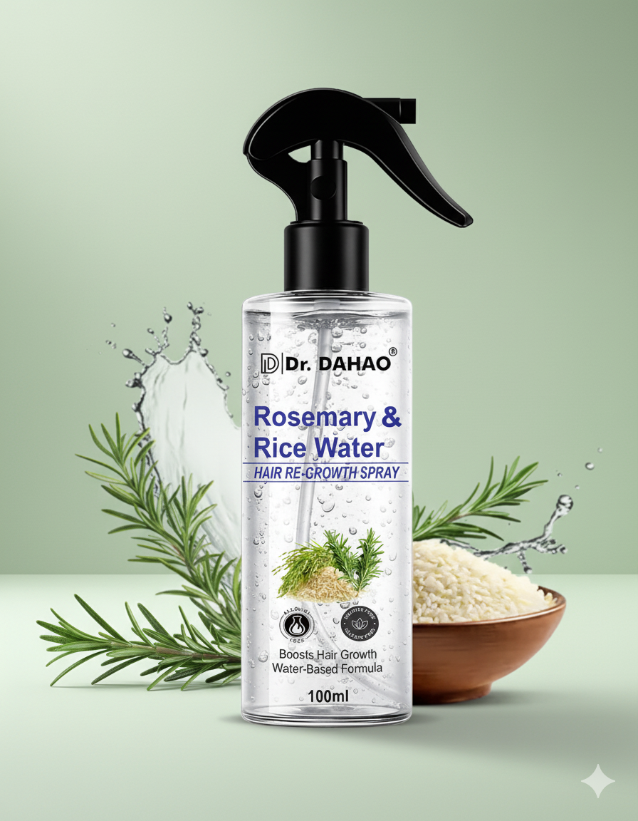 Dr. Dahao Rosemary & Rice Water Hair growth Spray – Natural Hair Growth & Thickness Booster with Rice Water | 100% Herbal Formula | Anti-Hairfall, Smooth & Shiny Hair – 100 ml