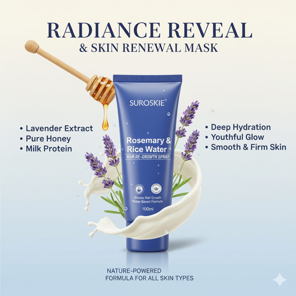 Suroskie Radiance Reveal Peel-Off Mask 75g | Honey, Milk Protein & Collagen | Hydration, Brightening, Instant Glow & Plumped Skin | Korean-Inspired Face Mask for Men & Women