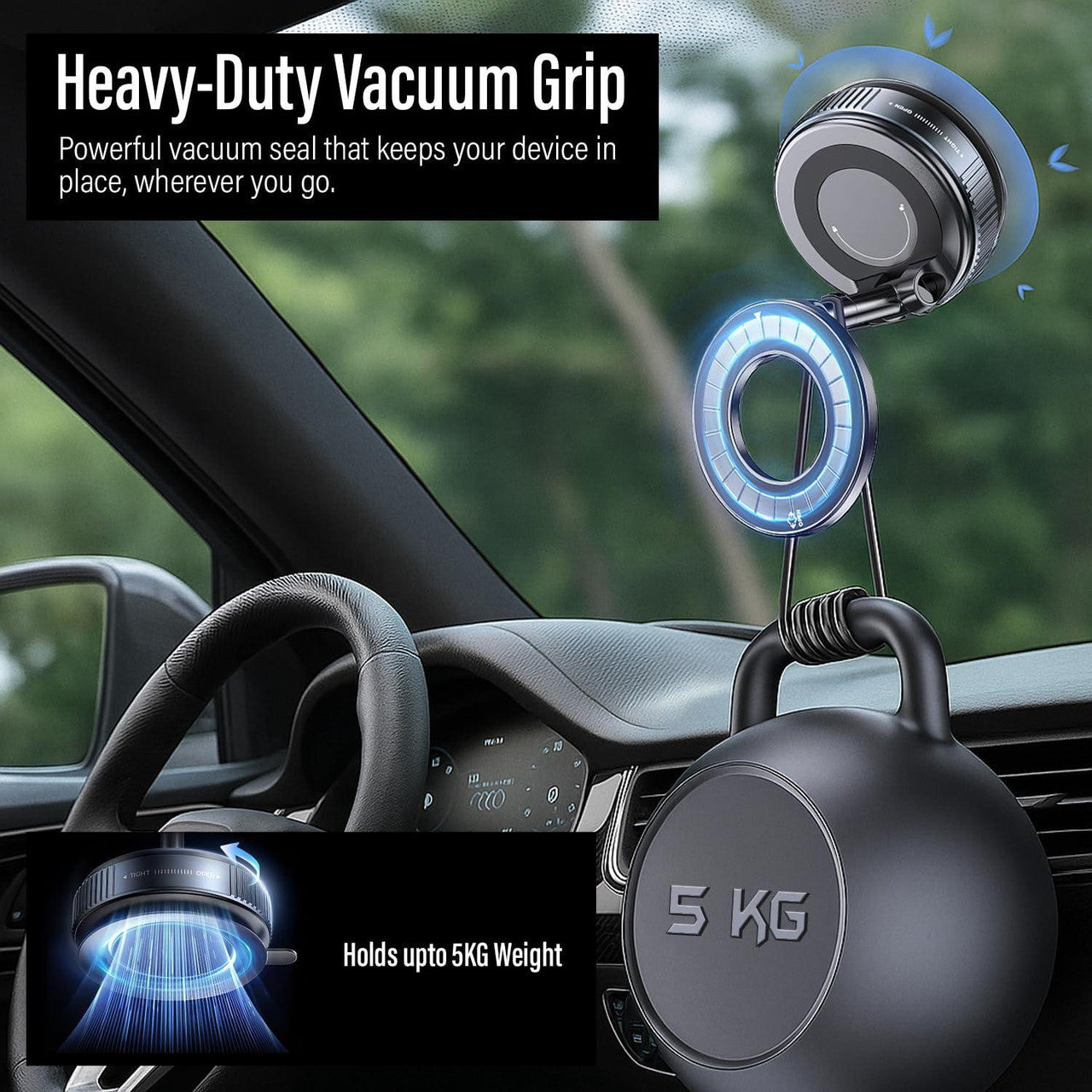 360° Vacuum Magnetic Phone Holder – Strong Suction Mount for Wall, Car, Furniture & Gym | Compatible with iPhone & All Android Phones